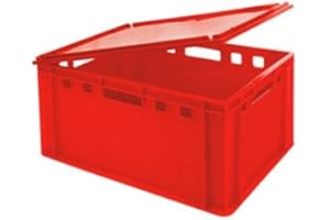 PROREGAL CHEFGASTRO Eurobehälter Fleischerkasten E3 mit Auflagendeckel | HxBxT 30x40x60cm | 59 Liter | Rot | Fleischerkiste, Fleischkiste, Metzgerkiste, Fleischbehälter