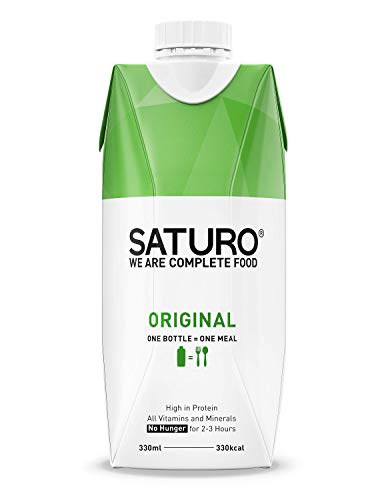 Saturo Original - Batido Sustituto Alimenticio | Comida Saciante, Sana y Vegana | Perfecto para Nutrición en el Deporte - Control de calorías | Pack de 8 x 330ml