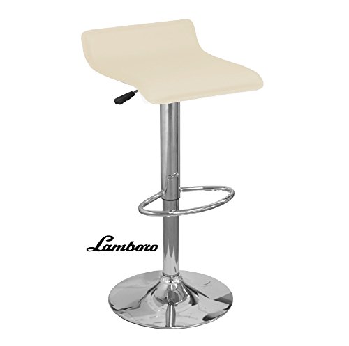 Pair of Baceno Cream Faux Leather Kitchen Bar Stools Breakfast Bar Stools from Lamboro