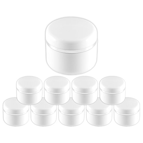 10 Stück 5ml Geltiegel weiss - Leerdose - Cremedose mit Silberrand und Abdichtscheibe
