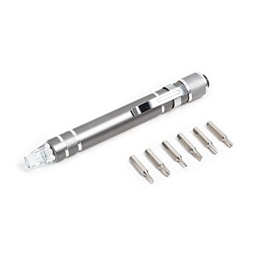 Balvi - Tool Pen Destornillador Multi-Puntas. con 6 Tipos de Punta Diferentes. con luz. Las Puntas Son magnéticas.