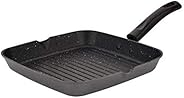 Attro Non-Stick Aluminium Gas Compatible Grill Pan, 24 cm, Marble Grey