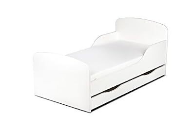 Leomark Moderne Lit d'Enfant Toddler couleur blanc Lit pour enfant avec rangement + matelas