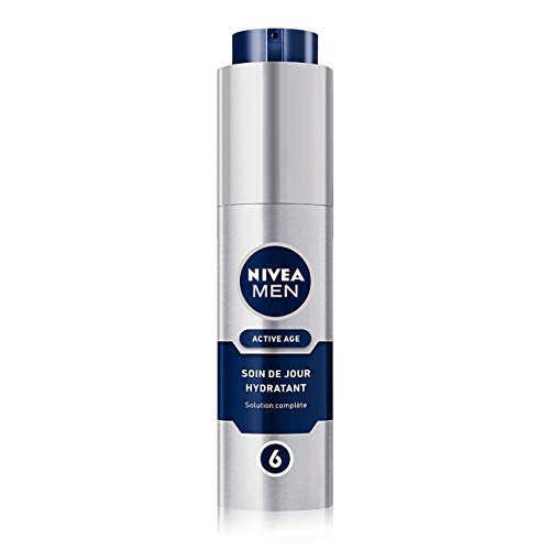 NIVEA MEN Active Age Soin de Jour Anti-Âge Complet (1 x 50 ml), Soin visage enrichi en créatine et caféine, Soin homme 6-en-1 hydratant & anti-âge à la texture légère