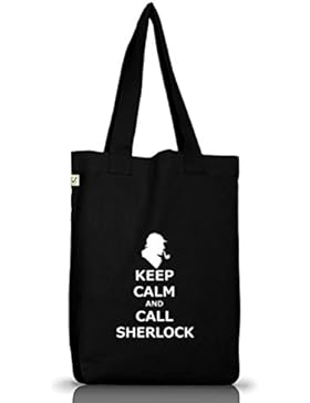 Shirtstreet24, Keep Calm And Call Sherlock, Jutebeutel Stoff Tasche Earth Positive