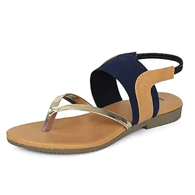 Denill Women And Girls Ankle Strap Fashion Sandal with T Strap Slip on Slippers