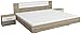 Produktbild Rauch Bett 180x200 cm mit Nachttischen Eiche San Remo hell, Absetzungen Alpinweiß, Stellmaß LxBxH 206x285x85 cm
