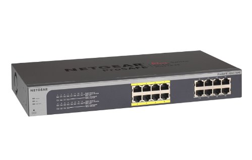 NETGEAR JGS516PE 16-Port Gigabit Rackmount PoE Smart Managed Plus Switch, 8-Port 85 W Power-Over-Ethernet, ProSAFE Lifetime Protection