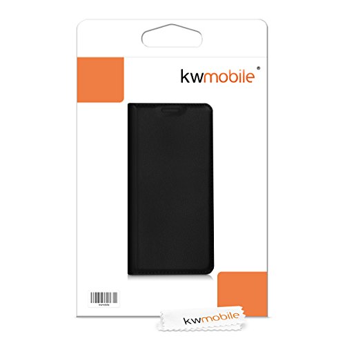kwmobile Funda para bq Aquaris X5 Plus - Carcasa para m  vil de  Cuero sint  tico  - Case  Plegable  en  Negro 