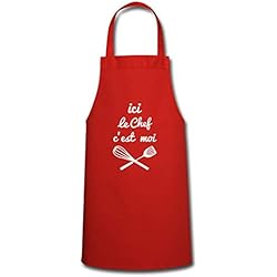 Spreadshirt Ici Le Chef C'est Moi Cuisine Tablier, rouge