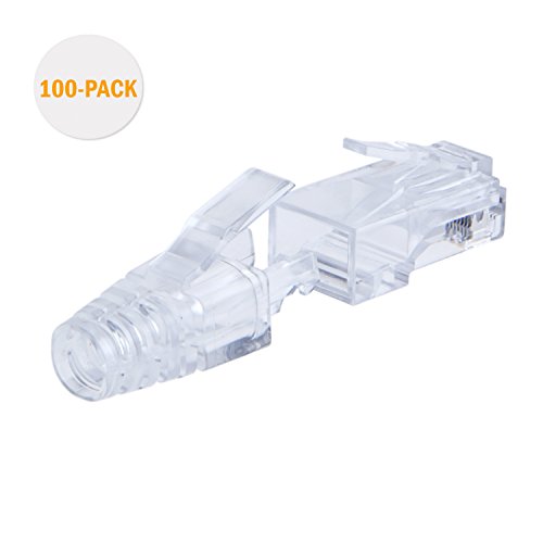 CableCreation 100-PACK Cat6a RJ45-Stecker mit Haube Stecker, Transparent