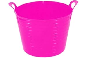KetoPlastics 45 Liter Heavy Duty Large Flexi Tub Garden Home Flexible Colour Plastic Storage Container Bucket Flex Tub- MADE IN U.K (Pink)