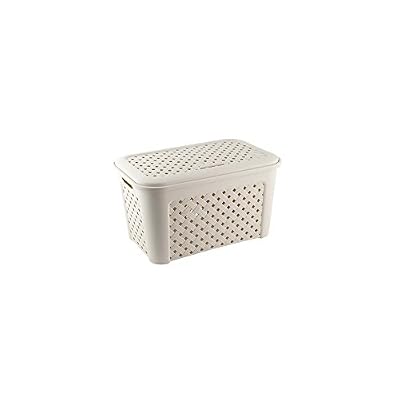 Tontarelli Panier de linge avec Couvercle Arianna Lt 48 Beige Lavable à l'eau Plastique recyclable Rectangulaire