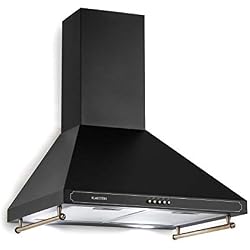 Klarstein Victoria Retro hotte aspirante - 60 cm, débit d'air extrait: 645 m³/h, rambarde, 3 réglages de puissance, 2 lampes LED, 2 filtres à graisse en aluminium, mode recirculation, noir