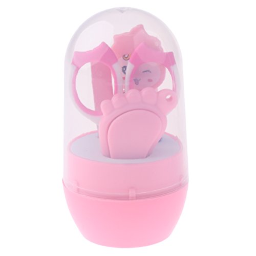 Preisvergleich Produktbild Sharplace 4in 1 Babypflege Set mit Baby Nagelschere Nagelknipser Nasenpinzette in Aufbewahrungsbox - Rosa