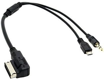 ECOMAC AMI MDI 5pin Micro USB &amp; Stereo 3.5mm Audio AUX Adapter Cable Fit for Car AUDI Volkswagen for Android Mobile /Phone Samsung S6 S7 Edge