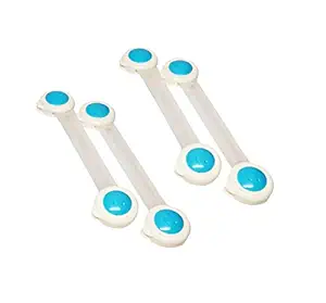 SYGA 4 Pcs Baby Safety Locks | Child Proof Cabinets, Drawers, Appliances, Toilet Seat, Fridge and Oven | Tools Not Required | Uses Dual Adhesive Tape and Latch System (Blue Smiley)