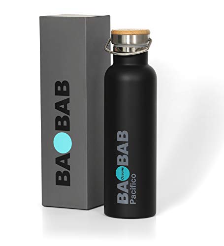 PACIFICO |Bottiglia Termica in Acciaio Inox BPA free 600ml-Ecosostenibile |DEVOLVE per la SALVAGUARDIA dell'AMBIENTE |Borraccia per tè caffè infusi acqua |Mantiene le bevande Calde o Fredde per 8 ore