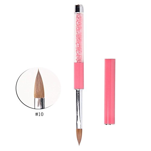 1 Unid Acrílico Nail Art Brush Rhinestone Manija Konlinsky Sable Hair Nail Tool 10 # (10#, rosado)