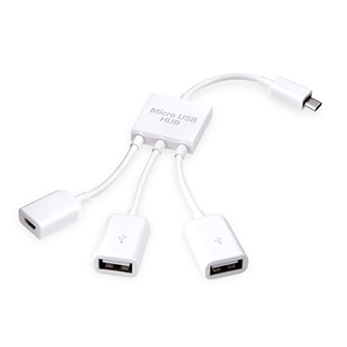 kwmobile 3in1 Micro USB OTG Hub Adapter für Smartphone / Tablet - Mikro USB Verteiler in Weiß - z.B. geeignet für Apple, Samsung, Lenovo, Asus, Huawei, Amazon, Acer, Microsoft, Sony, LG