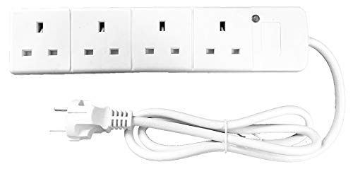 Europa Schuko Typ E / F Reiseadapter Adapter Power 1 Meter Verlängerungskabel 4 x UK Buchsen Frankreich Spanien Deutschland Belgien Italien etc