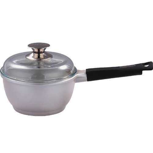 Induktion Stiel-Kasserolle 1,8 Liter (Kochtopf Ø 18 cm, Stiel-Topf mit Glasdeckel, Alu-Guss)