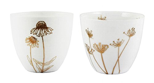 Teelichthalter Tischlicht aus Porzellan weiß-gold • von Kaheku - 2 Motive zur Auswahl (Teelichthalter Motiv gold Pusteblume)