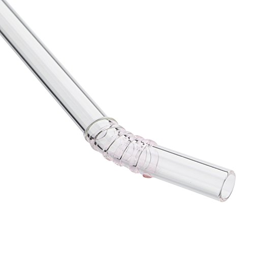 GINOVO 6pcs Glas-Strohhalme , 3pcs Reinigungsbürste, 8inch (200mm x 10mm) , Handgefertigt , Gesund , Wiederverwendbar , Umweltschonend (Gebogen) - 4