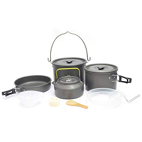 SHENGCHU Juego Portátil De 5-6 Al Aire Libre Multiusos, Olla Fija, Sartén Antiadherente Fácil De Limpiar, La Manija Se Puede Girar para Disfrutar El Sabor De Su Hogar En La Naturaleza