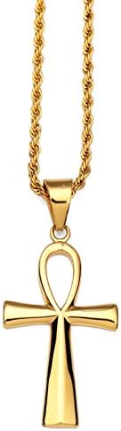 CACTUS88 Fashion 2 Colors Steel Exaggerate Egyptian Ankh Key Style Pendent Necklace (Gold)