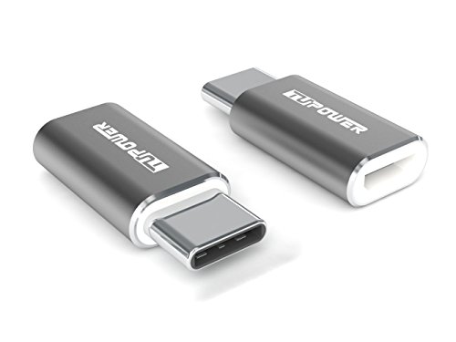 A05 2-er-Pack Type C Adapter Micro USB zu USB C Adapter ALU grau Typ C für Samsung Galaxy S8 S8+ Plus A7 A5 A3 Tab S3 2017 Huawei Mate 9 P10 P9 Plus HTC U11 Ultra LG G5 G6 Nexus 5X 6P von TUPower OTG-fähig - 2