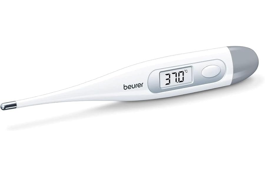 Beurer FT 09 Digital Body Thermometer, LCD Display, Waterproof, Mercury and Glass Free, Accuracy ±0.1°C, Acoustic Signal, Automatic Shutdown, Case Included