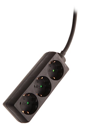 as - Schwabe Dreifach Steckdosenleiste, schwarz mit Kinderschutz 13912