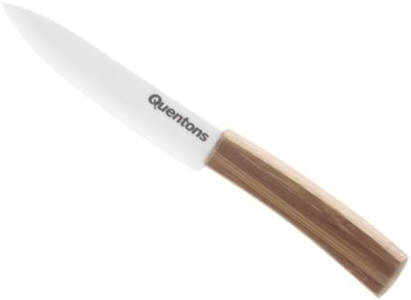 Ceramic Utility Knife, White Blade and Bamboo Grip Handle (Utility 5'' Normal Edge)