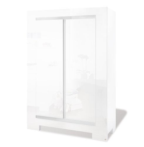 Pinolino 143498 Wardrobe "Sky", 2 door wardrobe, High Gloss white