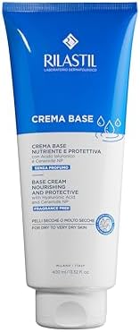 Rilastil Crema Base, Crema Idratante per Viso e Corpo, Senza Profumo, per Pelle Secca e Molto Secca, Adatta a Tutta la Famiglia, 400 ml