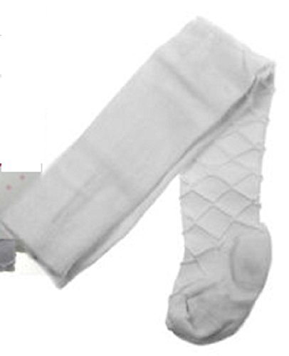 Gorgeous silky fabric luxury Infants tights with lattice design by Soft Touch White, Cream or Pink in Newborn, 0-3, 3-6, 6-12,12-18,18,24 Months Cotton Blend (6-12mths, Soft Touch-White)