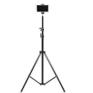 Tygot Lightweight & Portable Portable 7 Feet (84 Inch) Long Tripod Stand with Adjustable Mobile Clip Holder for All Mobiles & Cameras (Black)