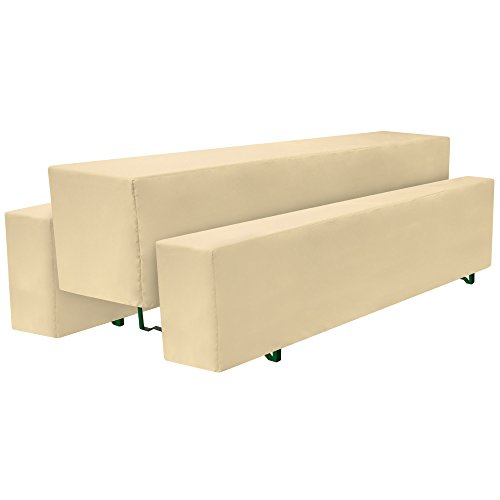 Beautissu® Basic M Bierbank-Hussen & Biertisch-Husse 3 tlg. Set für 50cm breite Festzeltgarnitur Bierzeltgarnitur Ecru - 2