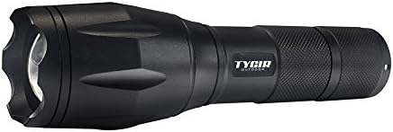 LED Tactical Flashlight, TYGIR Outdoor, 800 Lumen XML T6 Cree Bulb, Portable Outdoor Water Resistant Torch with Adjustable Focus and 5 Light Modes, Rechargeable 18650 Lithium Ion Battery and Charger.