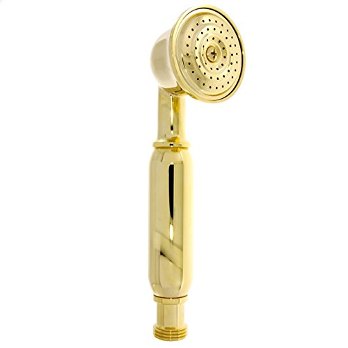 Nostalgie Retro Handbrause / Brause / Brausekopf / Duschkopf mit Brauseschlauch – aus Messing mit gold Oberfläche - 2
