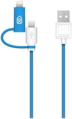 Pantone Universal PVC 2-metre Micro USB Lightning Cable,  for  Smartphones, iPhones, Tablets, Laptops, and PC's - PA-CAB2-UL01 - Blue