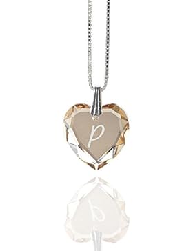 Kristallwerk, Kinderkette 925 Silber mit SWAROVSKI ELEMENTS Herz und Buchstabengravur