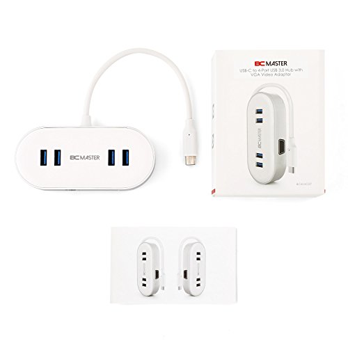 BC Master USB C 4 Port USB 3.0 Hub mit VGA Adapter, mit 4 USB 3.0 Anschlüsse Datenübertragung , 1 VGA Videoadapter , für das neue MacBook, Chromebook Pixel und mehr - 6