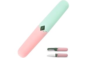 MONTTESE Pelador y cortador 2 en 1 Cuchillo para frutas y verduras, Pelador portátil de doble uso con tapas Protectoras para Cuchillas Para la cocina y el camping,Cuchillo multifunción acero inoxidable