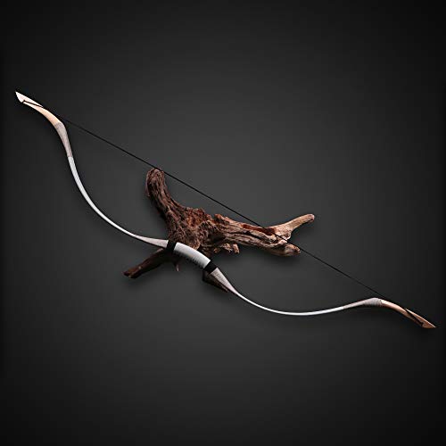 54' tir à l'arc recurve Chasse Arc Traditionnel en Bois longbows Mongol Une pièce Cheval Arc 30-45lbs Droite ou Gauche en Cuir de Vache avec 6 Pack Plume empaillé flèches