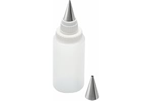 ‎ORIGINAL KAISER Original Kaiser Inspiration Spritzflasche mit 2 Edelstahl-Tüllen, Dekorierflasche, Quetschflasche 75 ml, Kekse verzieren, Beschriften von Torten, Kuchen, Tellerrand