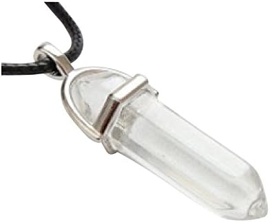 Quartz Crystal Healing Pendant Necklace with Gemstone Rock and Natural Quartz Healing Hexagonal Point Gem with Chakra and Reiki Energy (Clear)