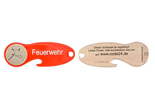 Einkaufswagenchip und Durstlöscher 1 Stück „FEUERWEHR“ Edelstahl mit Schlüsselfundservice - 3