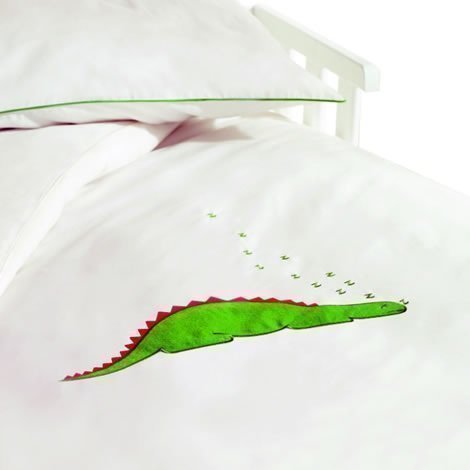 Saplings White Dino Cot / Junior Bed Duvet Cover & Pillow Case Set